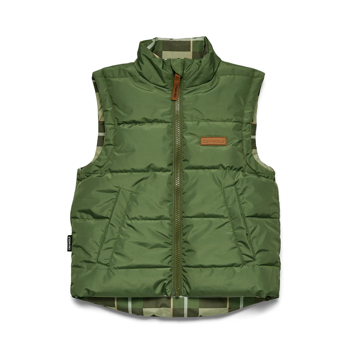 Crywolf Reversible Puffer Eco Vest - Field Plaid