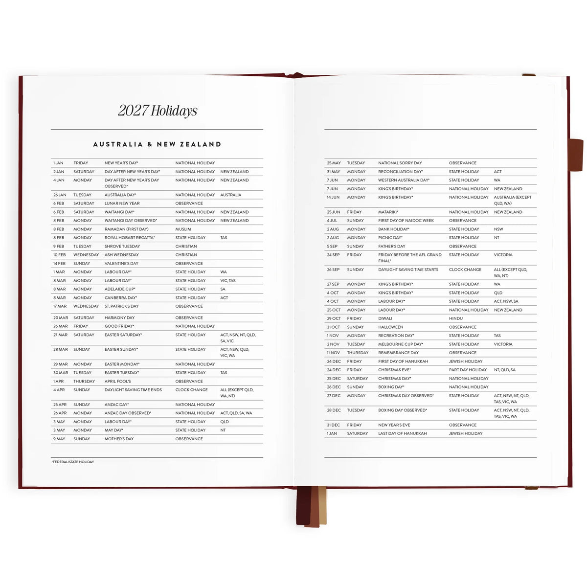 Fox & Fallow 2027 Horizontal Planner - Cherry