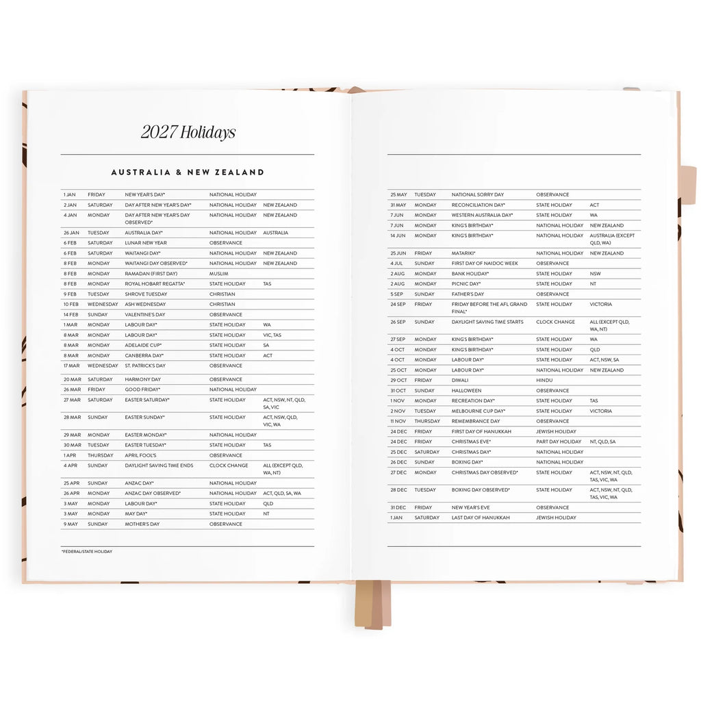 Fox & Fallow 2027 Vertical Planner - Amalfi Latte