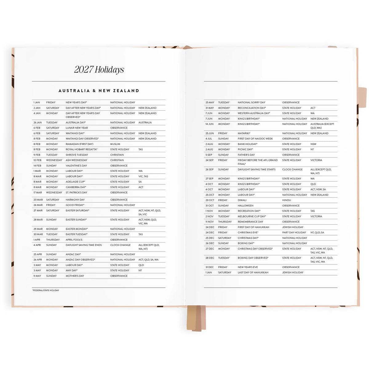 Fox & Fallow 2027 Vertical Planner - Amalfi Latte