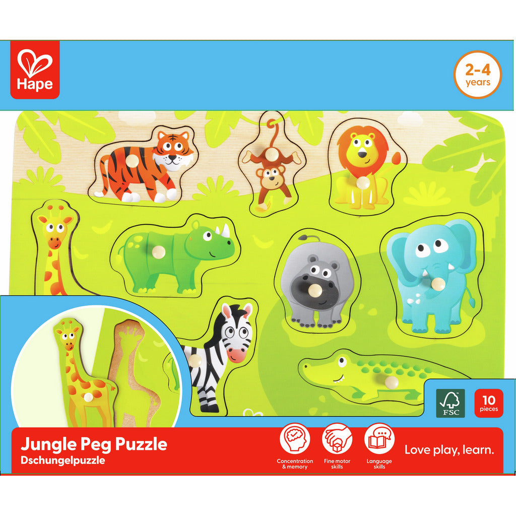 Hape Peg Board Puzzles - Jungle Animals