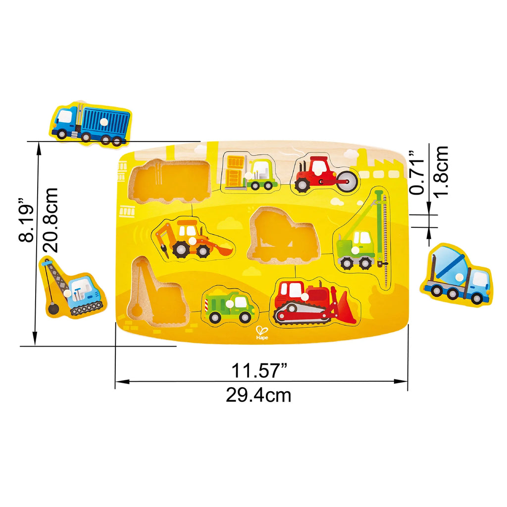 Hape Peg Board Puzzles - Construction Vehicles