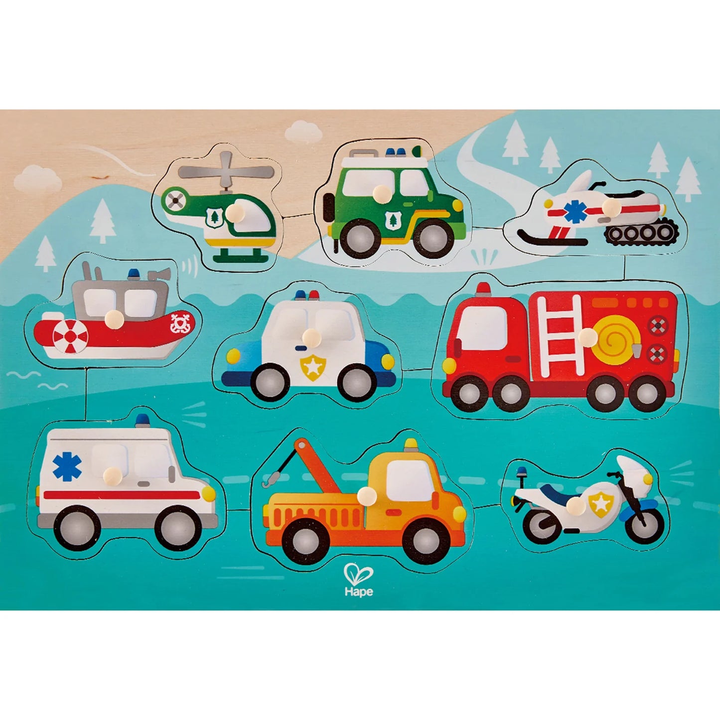 Hape Peg Board Puzzles - Emergency Vehicles