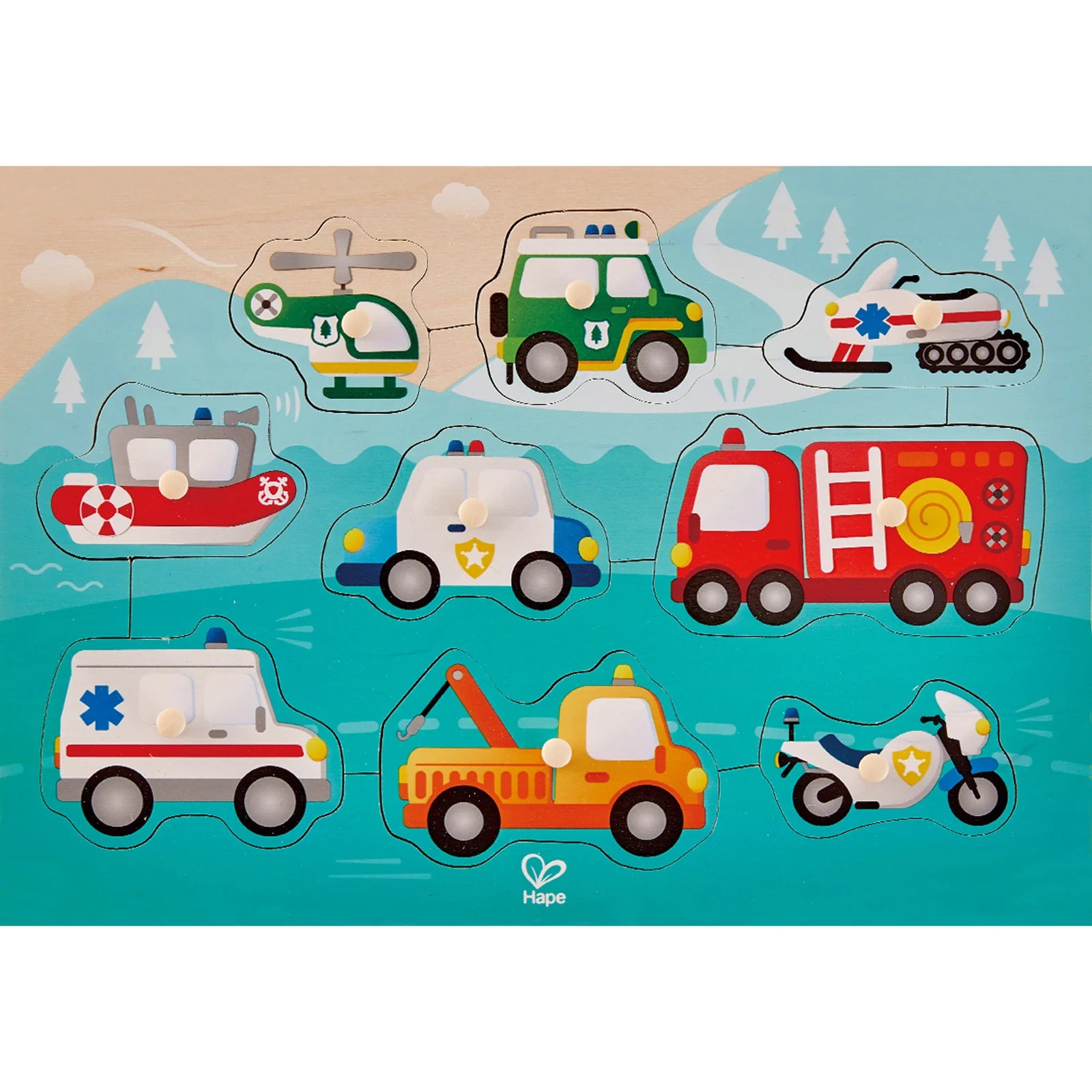 Hape Peg Board Puzzles - Emergency Vehicles