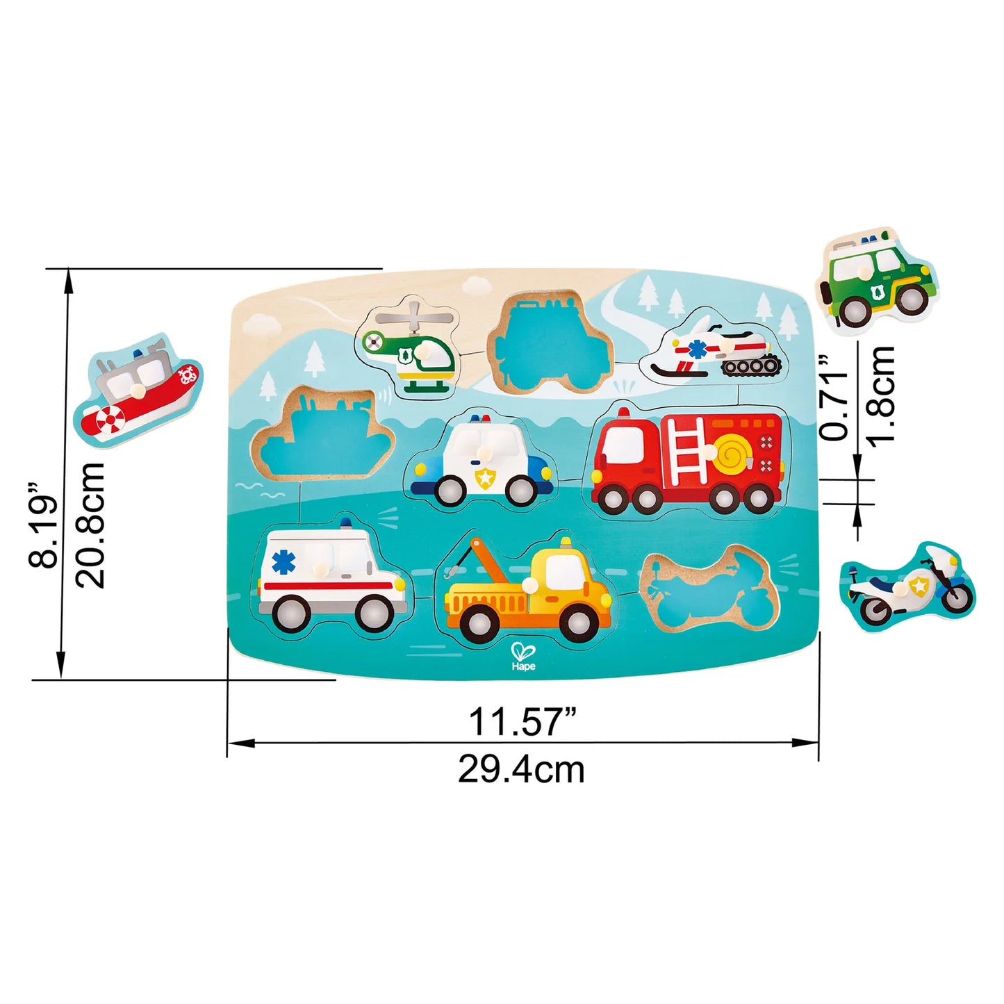Hape Peg Board Puzzles - Emergency Vehicles