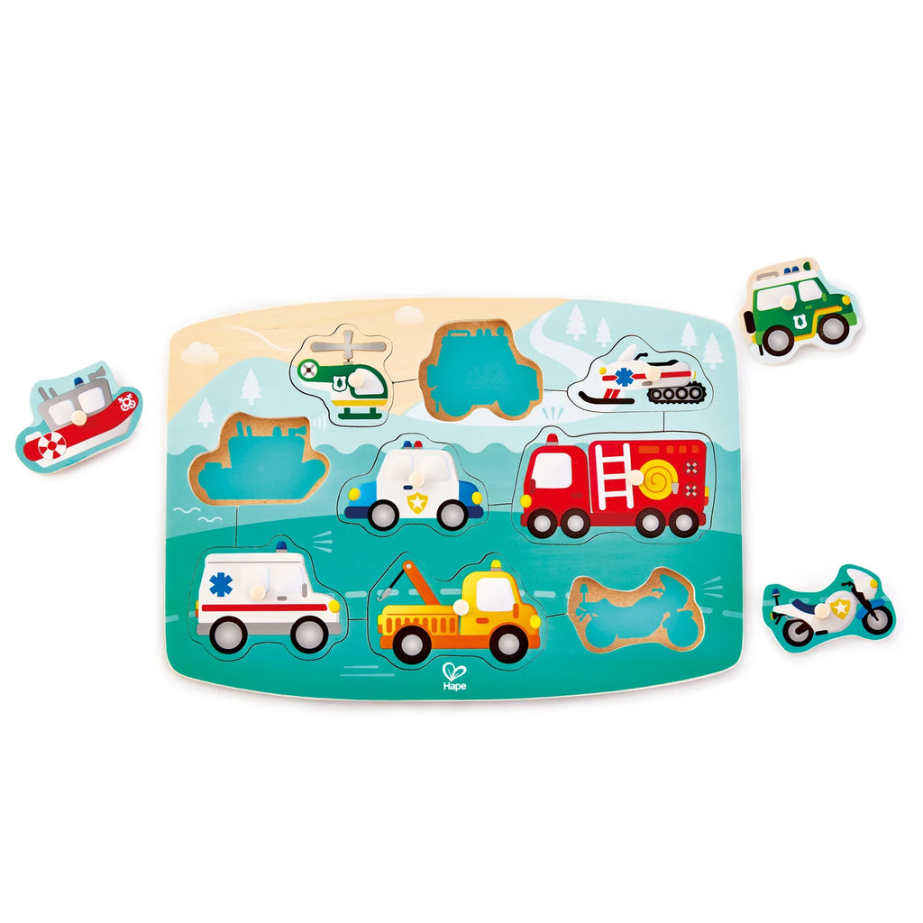 Hape Peg Board Puzzles - Emergency Vehicles