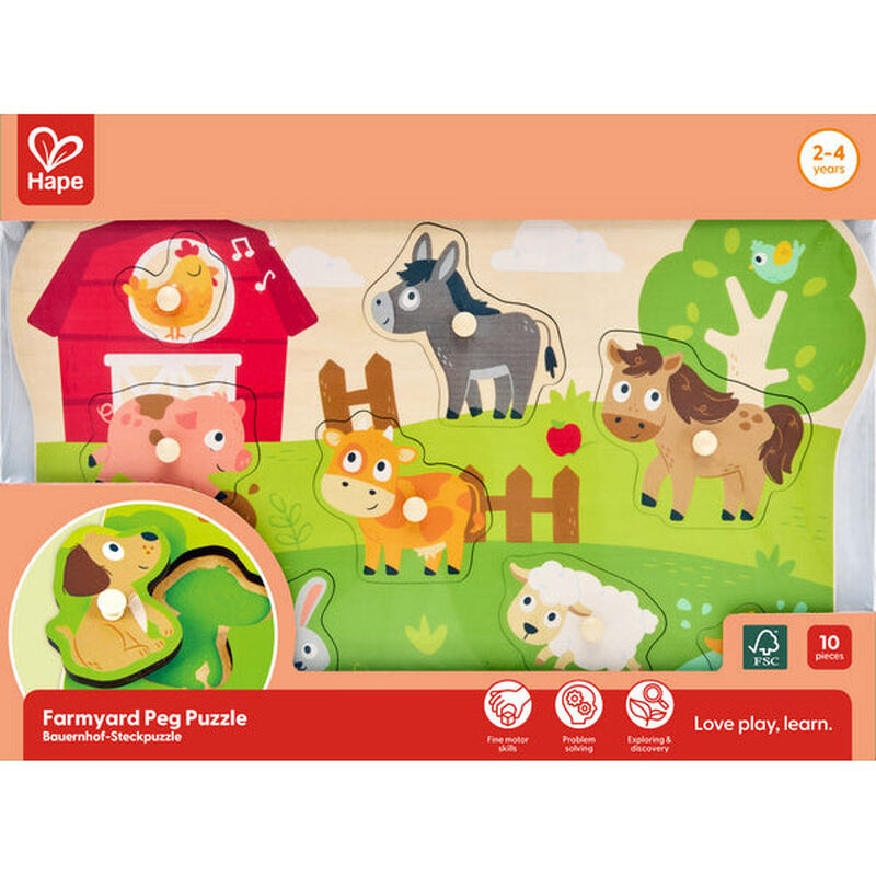 Hape Peg Board Puzzles - Farmyard Animals