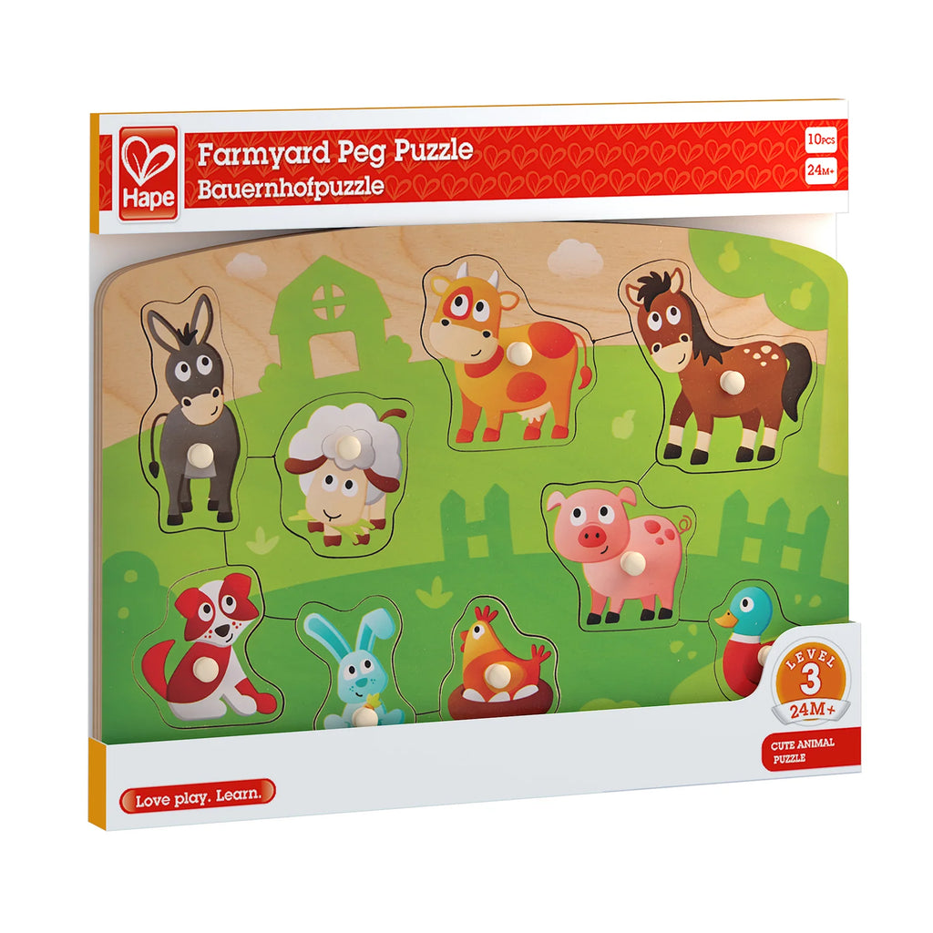 Hape Peg Board Puzzles - Farmyard Animals
