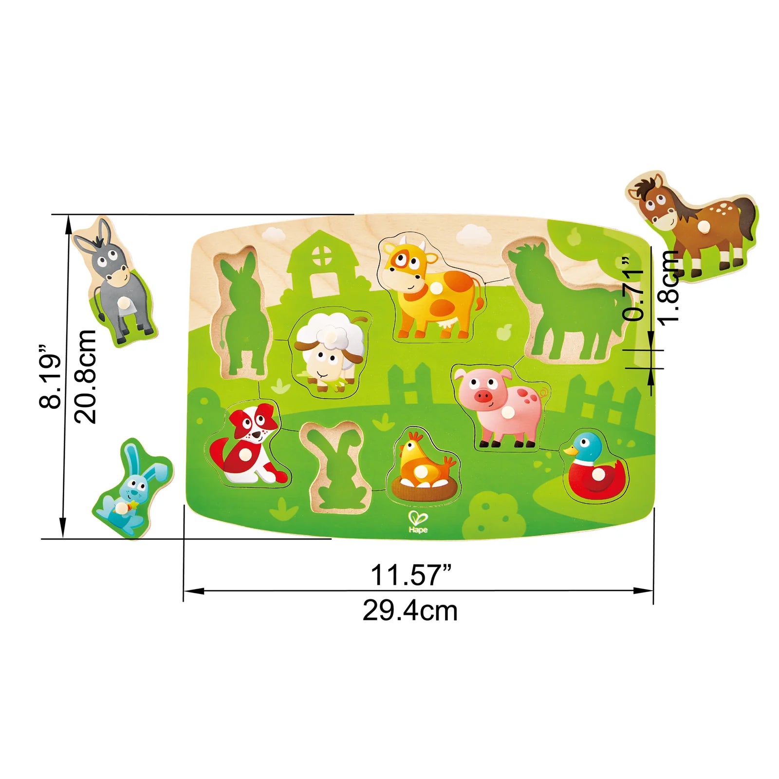 Hape Peg Board Puzzles - Farmyard Animals