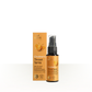Children's throat spray bottle and packaging on a white background