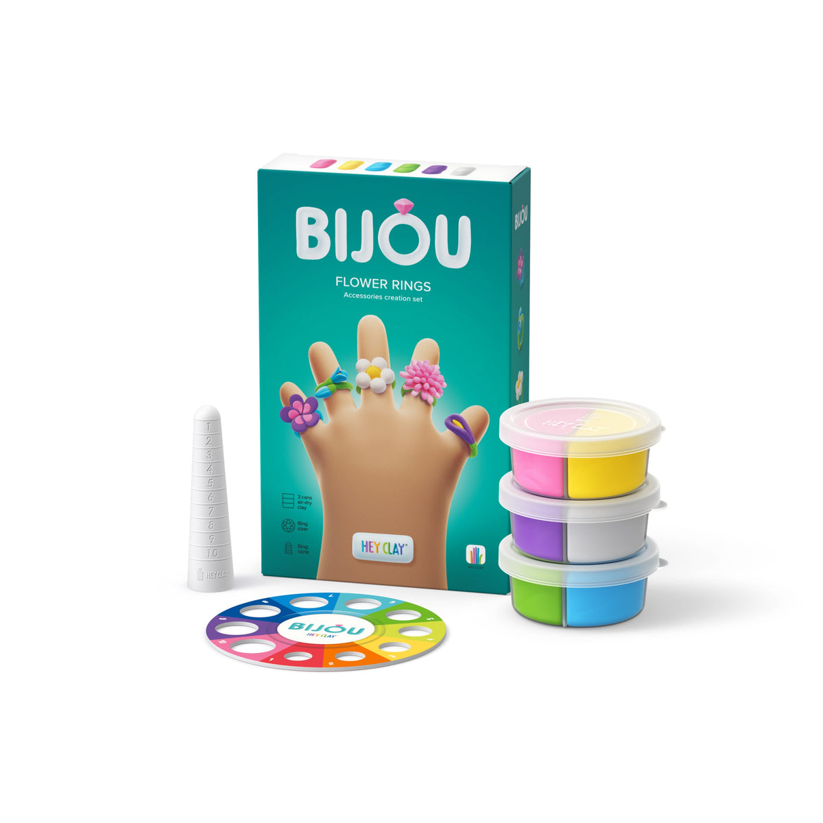 Hey Clay Flower Rings - 3 can