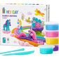 Hey Clay Rainbow Unicorns playset with packaging and air-dry clay containers on a white background