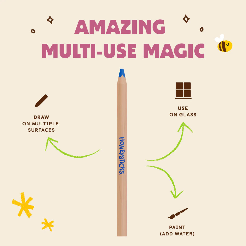 Honeysticks Magic 3-in-1 Beeswax Pencils Jumbo Triangles - 10pack