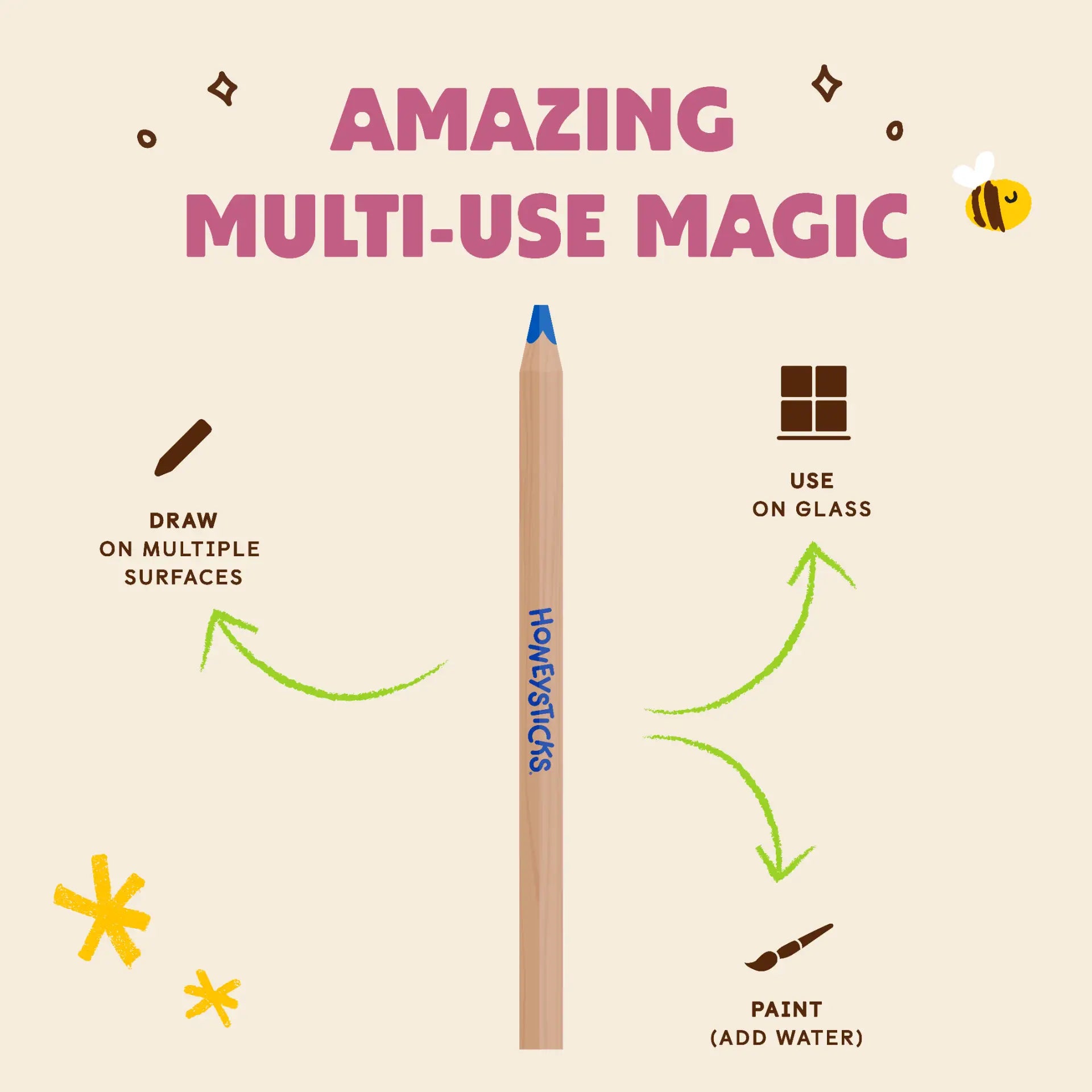 Honeysticks Magic 3-in-1 Beeswax Pencils Jumbo Triangles - 10pack