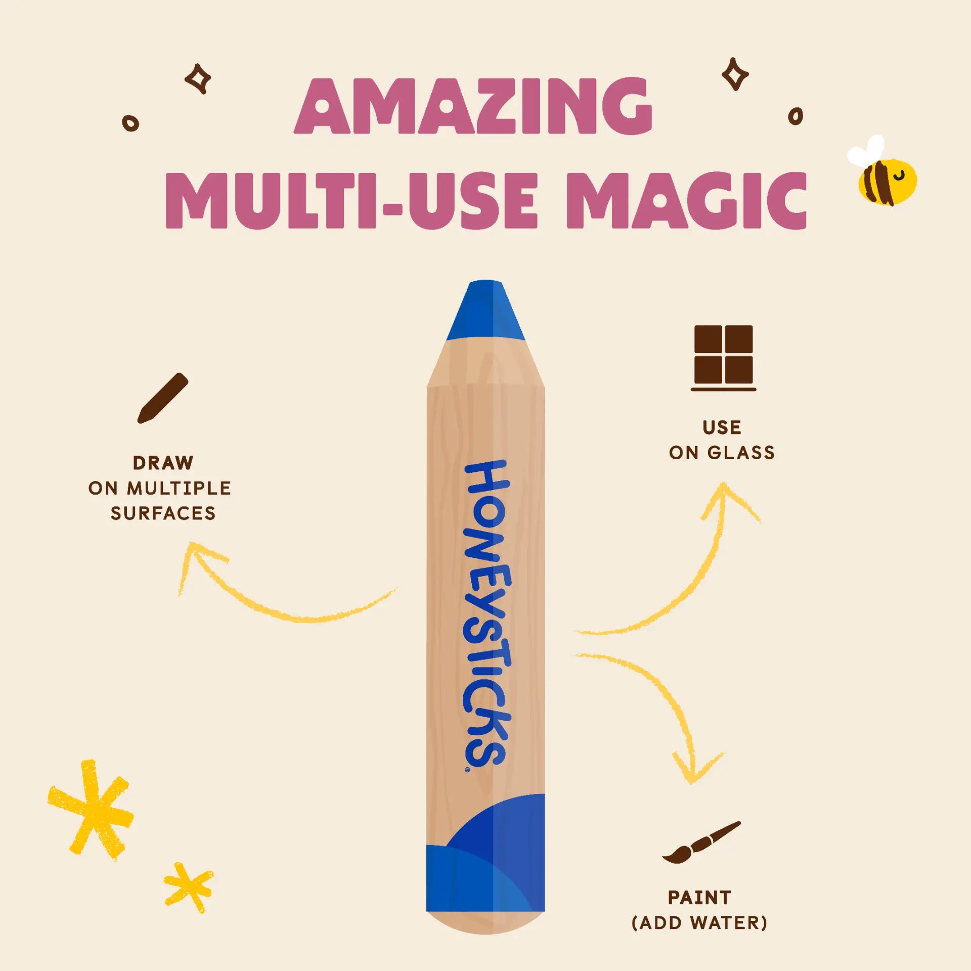 Honeysticks Magic 3-in-1 Beeswax Pencils Little Learners - 7pack