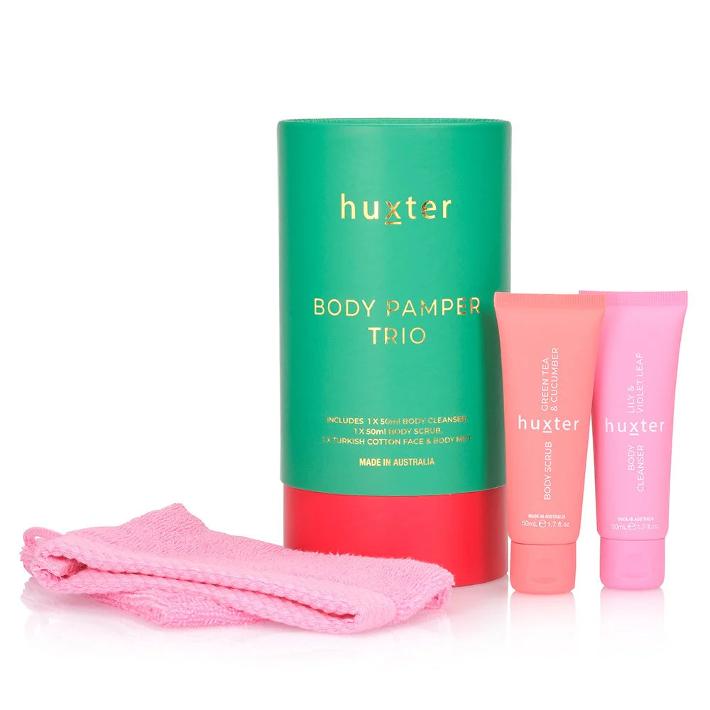 Huxter Body Pamper Trio - Emerald Green & Pink