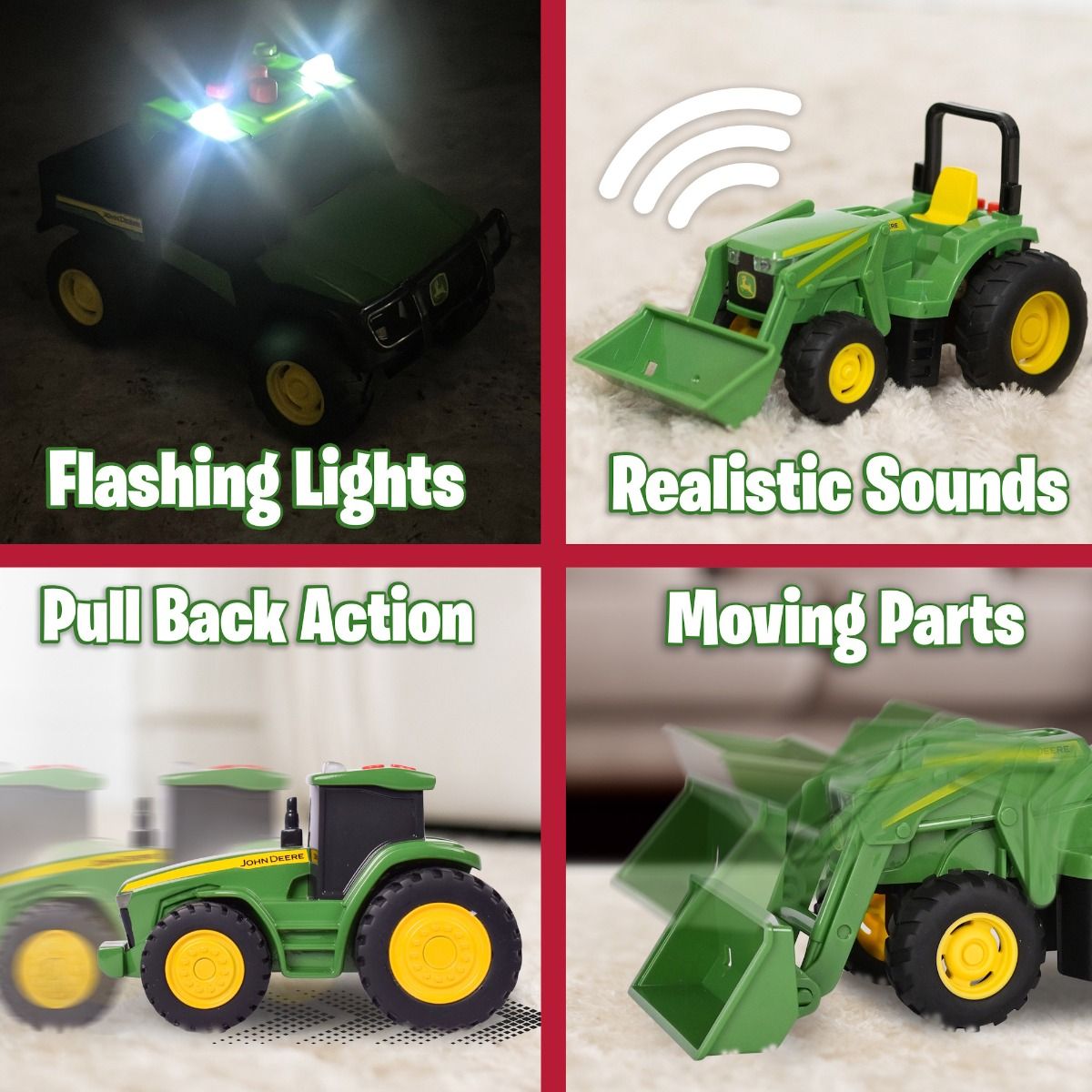 John Deere Lights & Sounds Mini Tractors - 3 pack