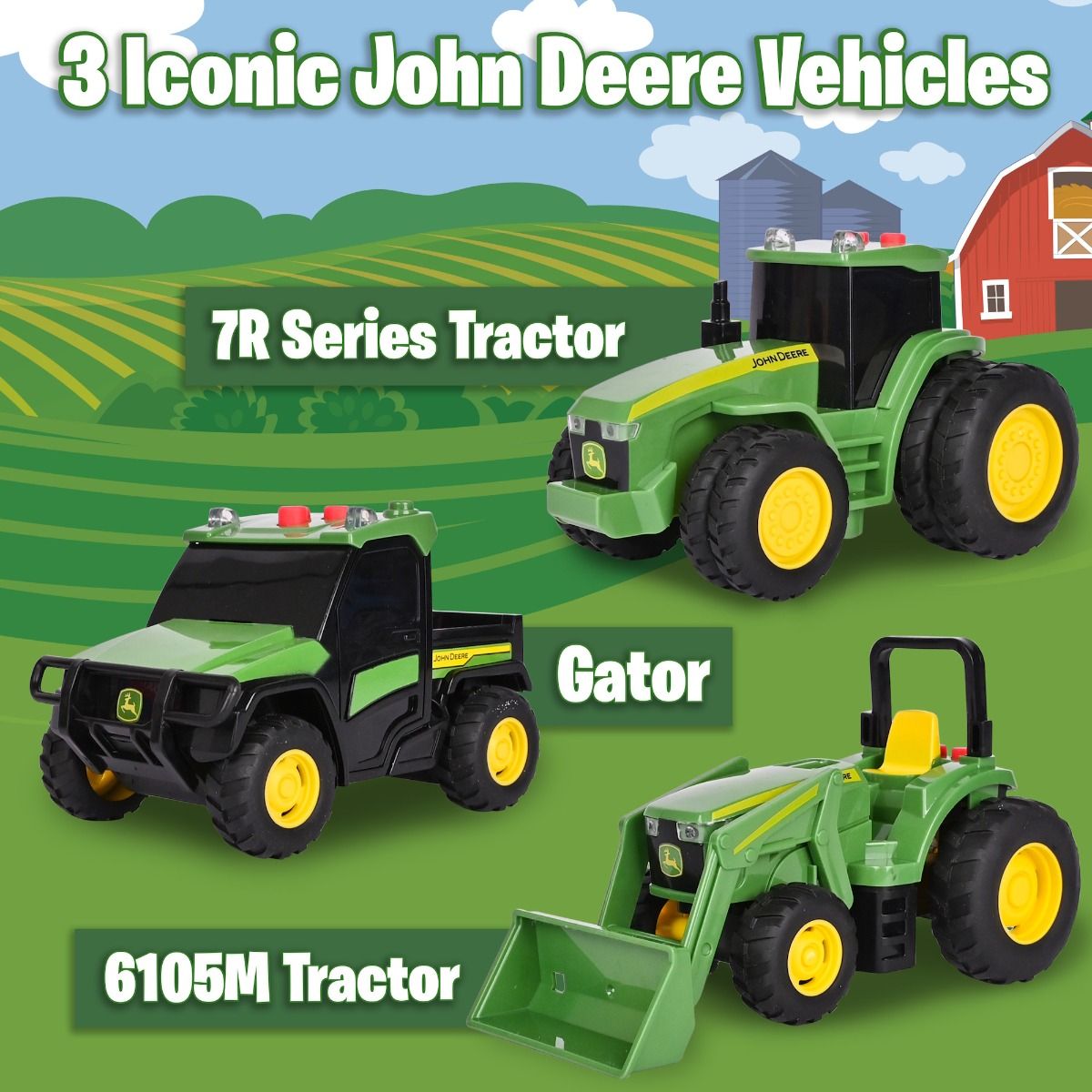 John Deere Lights & Sounds Mini Tractors - 3 pack