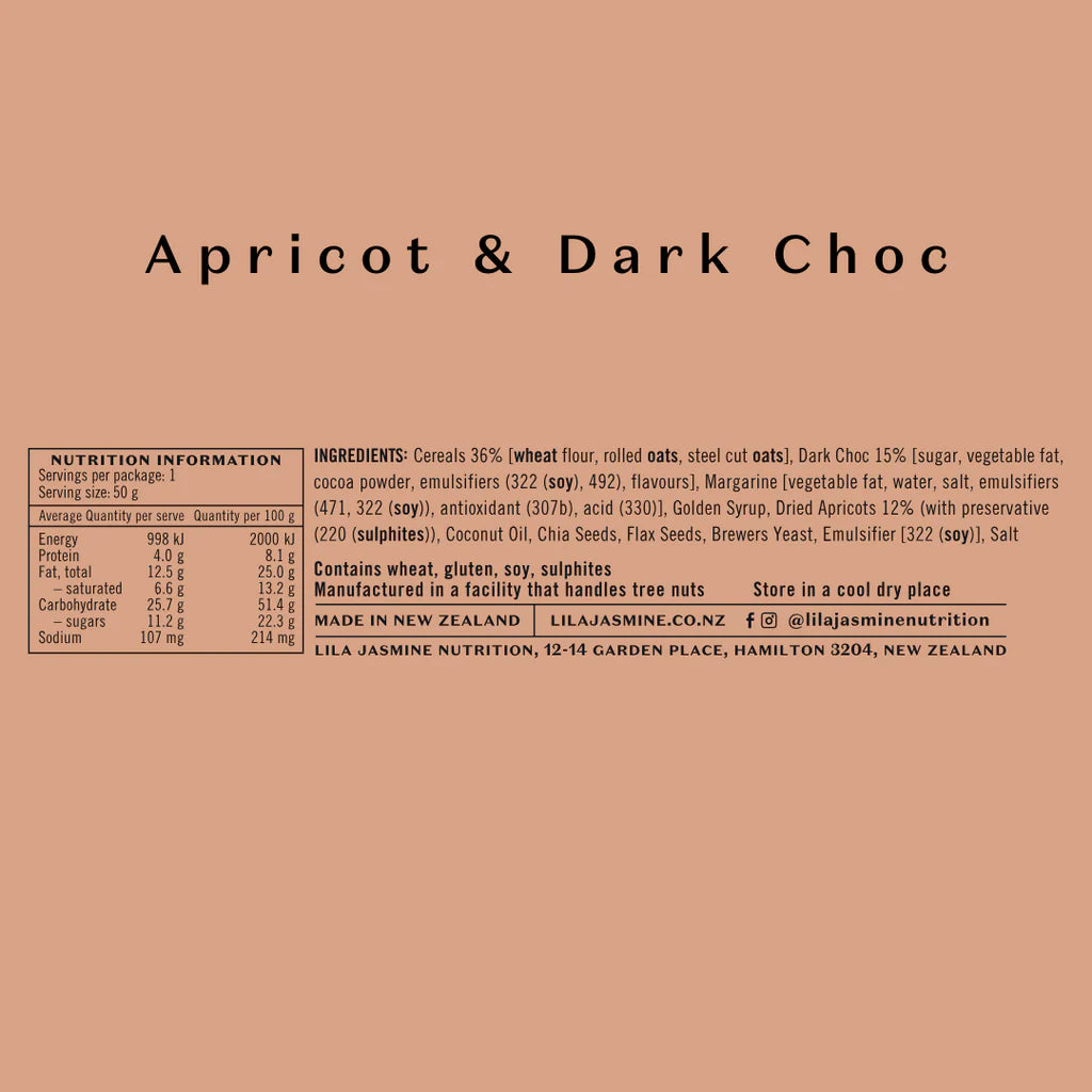 Lila Jasmine Lactation Bars - Apricot & Dark Choc