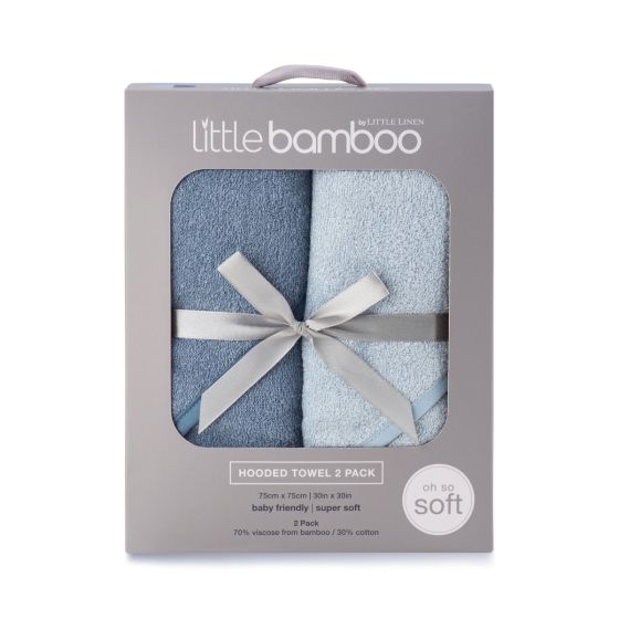 Little Bamboo Hooded Towel 2 pack - Retro Blue