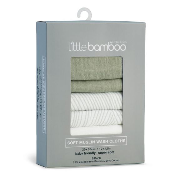 Little Bamboo Muslin Washers - 6 pack