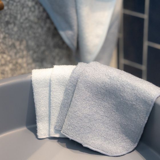 Little Bamboo Towelling Wash Cloth 10 pack - Retro Blue
