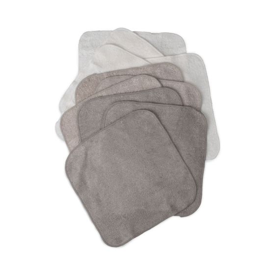 Little Bamboo Towelling Wash Cloth 10 pack - Stone Grey