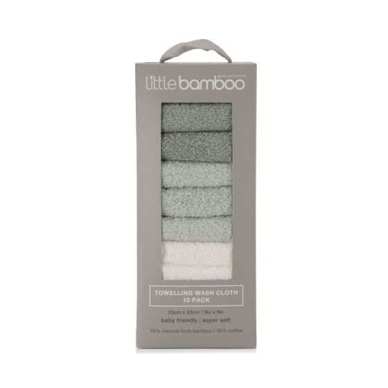 Little Bamboo Towelling Wash Cloth 10 pack - Turtle Bay