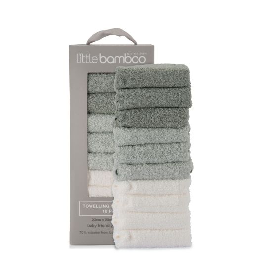 Little Bamboo Towelling Wash Cloth 10 pack - Turtle Bay