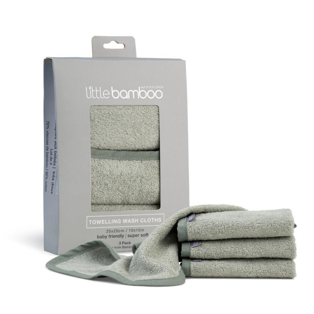 Little Bamboo Towelling Wash Cloth - 3 pack