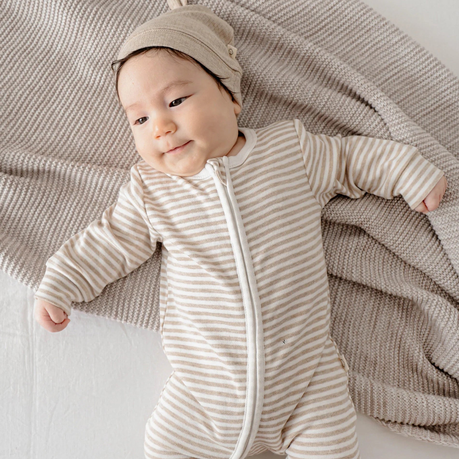 Lumii in Colour Organic Cotton Growsuit - Oat Stripes