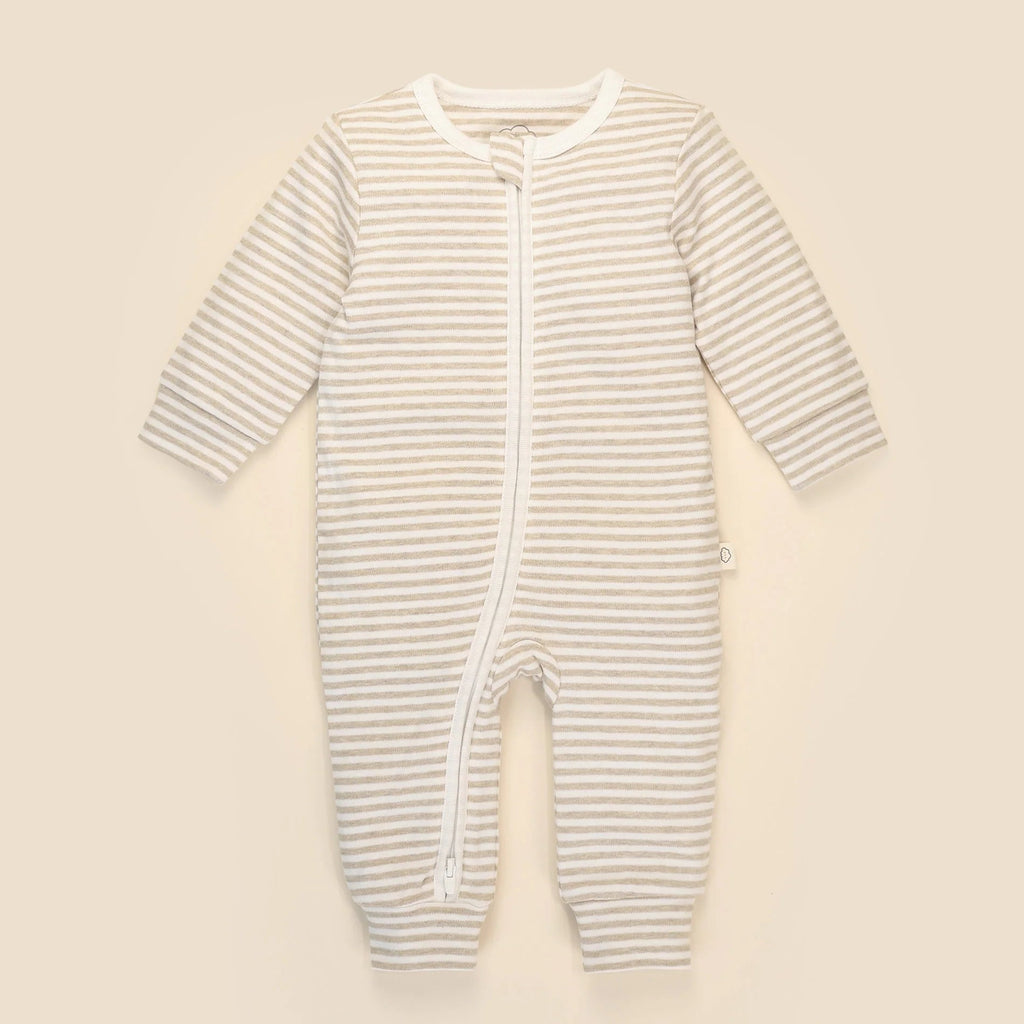 Lumii in Colour Organic Cotton Growsuit - Oat Stripes