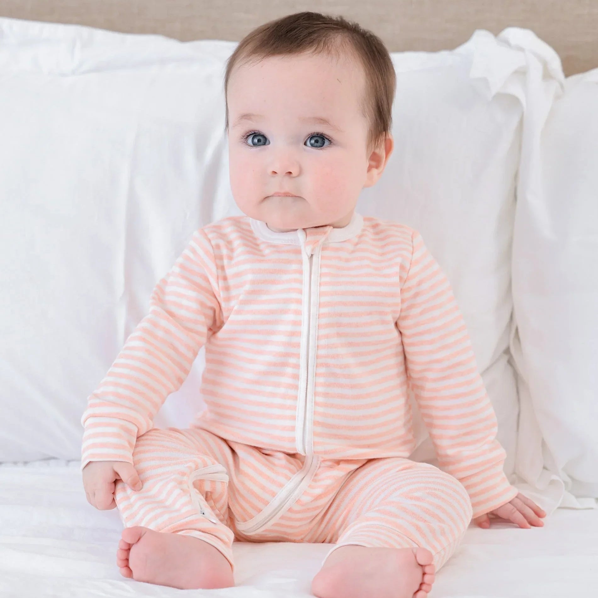 Lumii in Colour Organic Cotton Growsuit - Pink Stripes
