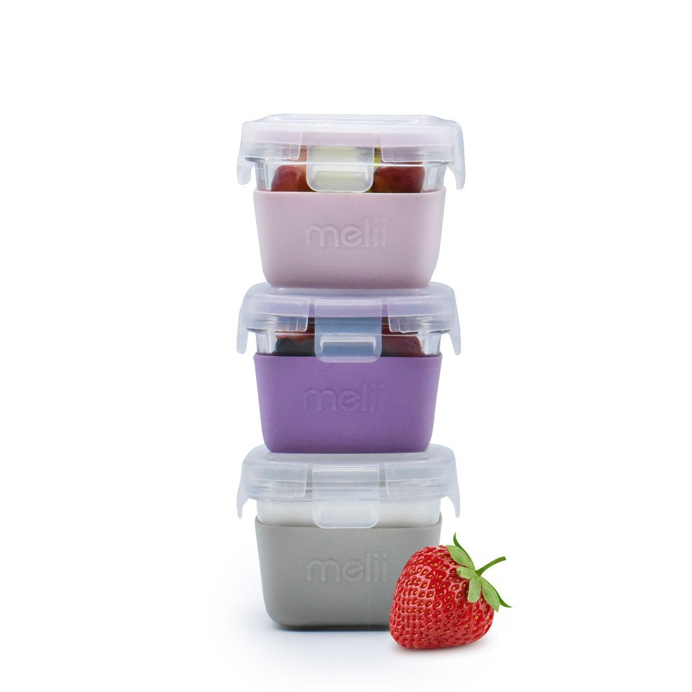 Melii Glass Containers with Silicone Sleeve - 3 pack