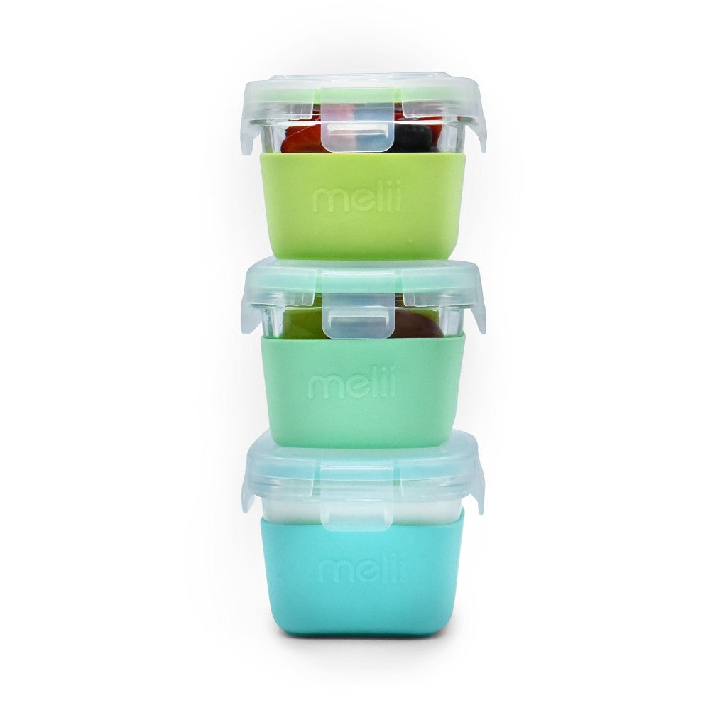 Melii Glass Containers with Silicone Sleeve - 3 pack