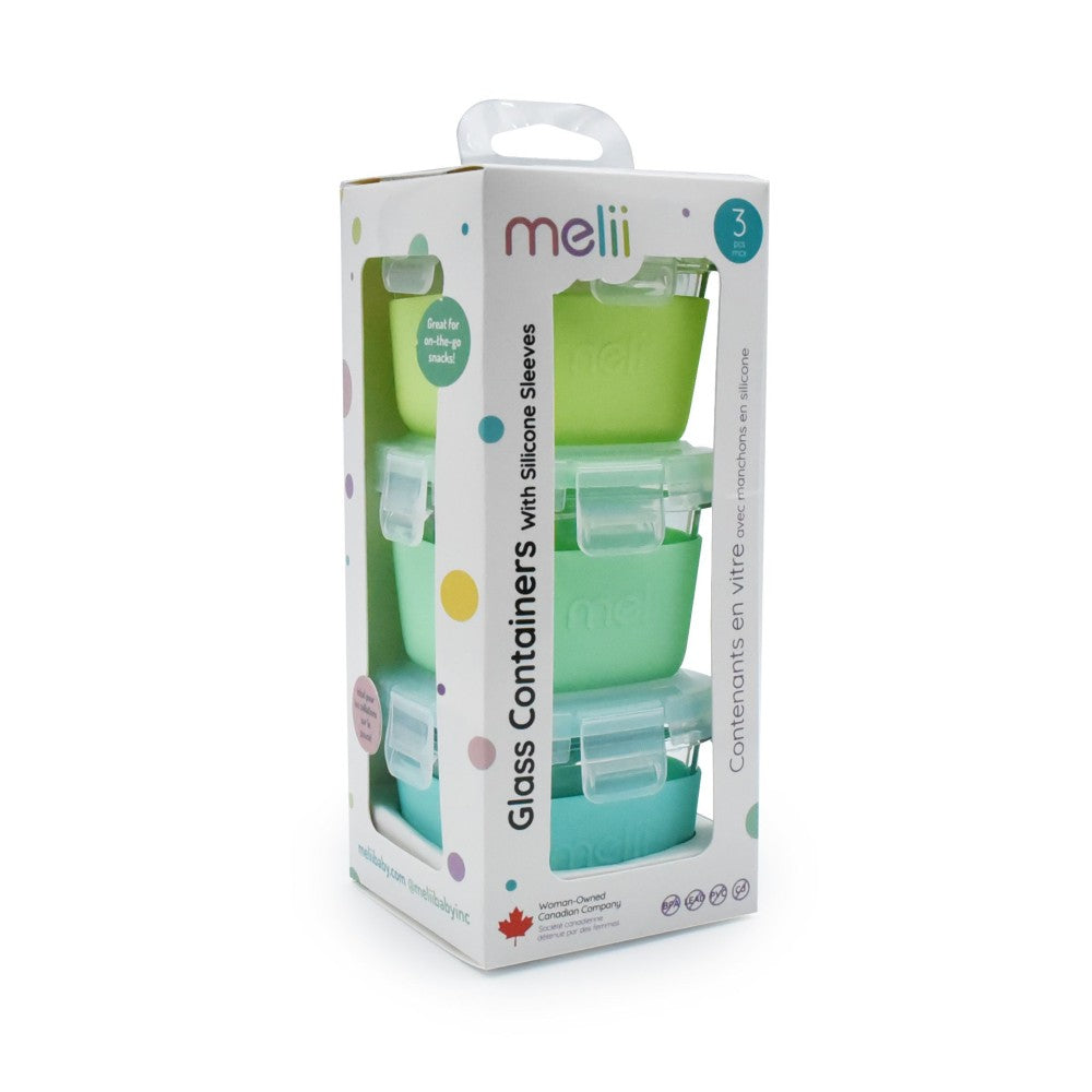 Melii Glass Containers with Silicone Sleeve - 3 pack