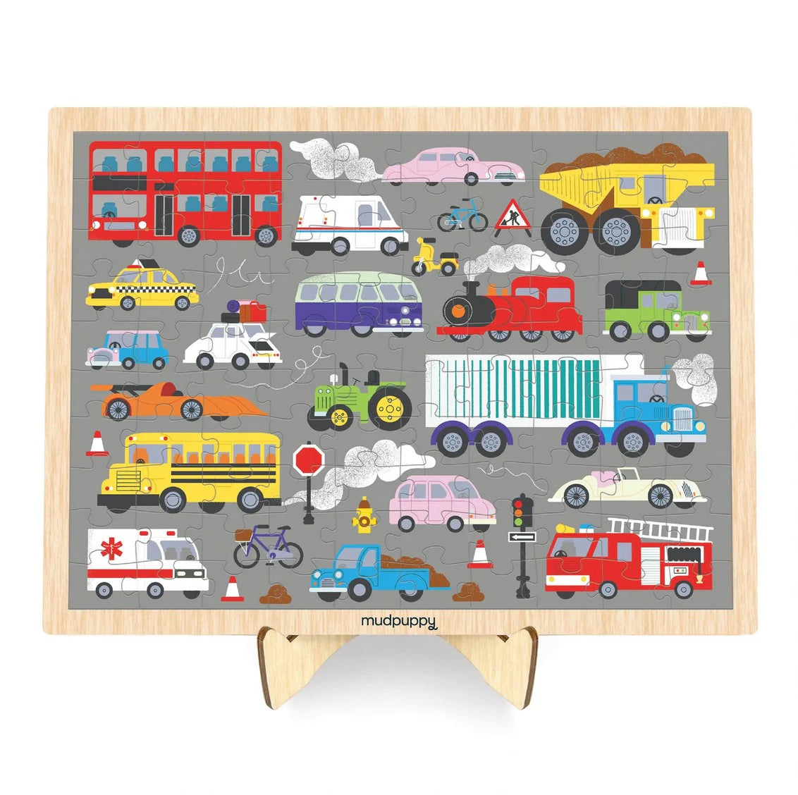 Mudpuppy Vehicles on the Move 100pc Puzzle + Display Stand