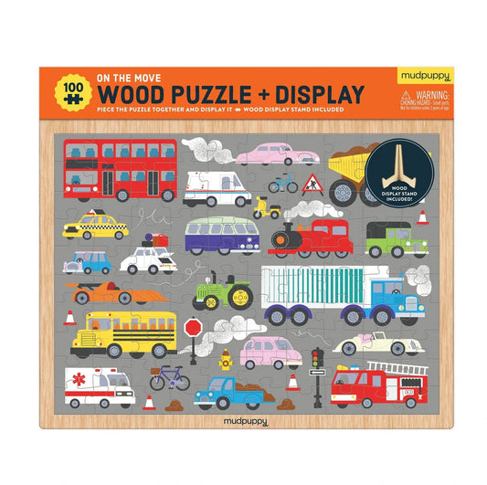 Mudpuppy Vehicles on the Move 100pc Puzzle + Display Stand