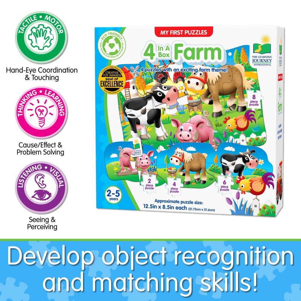 My First Puzzle 4-in-a-Box Farm Animals