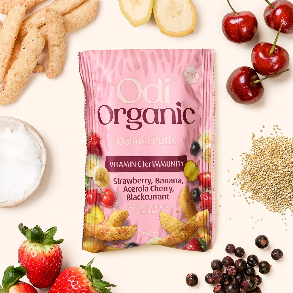 Odi Organic Quinoa Puffs - Berries & Banana