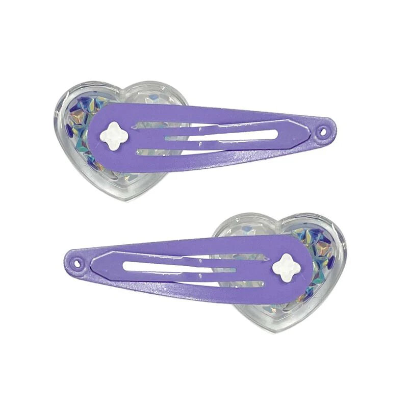 Pink Poppy Mermaid Heart Hair Clips