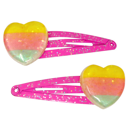 Pink Poppy Rainbow Heart Hair Clips