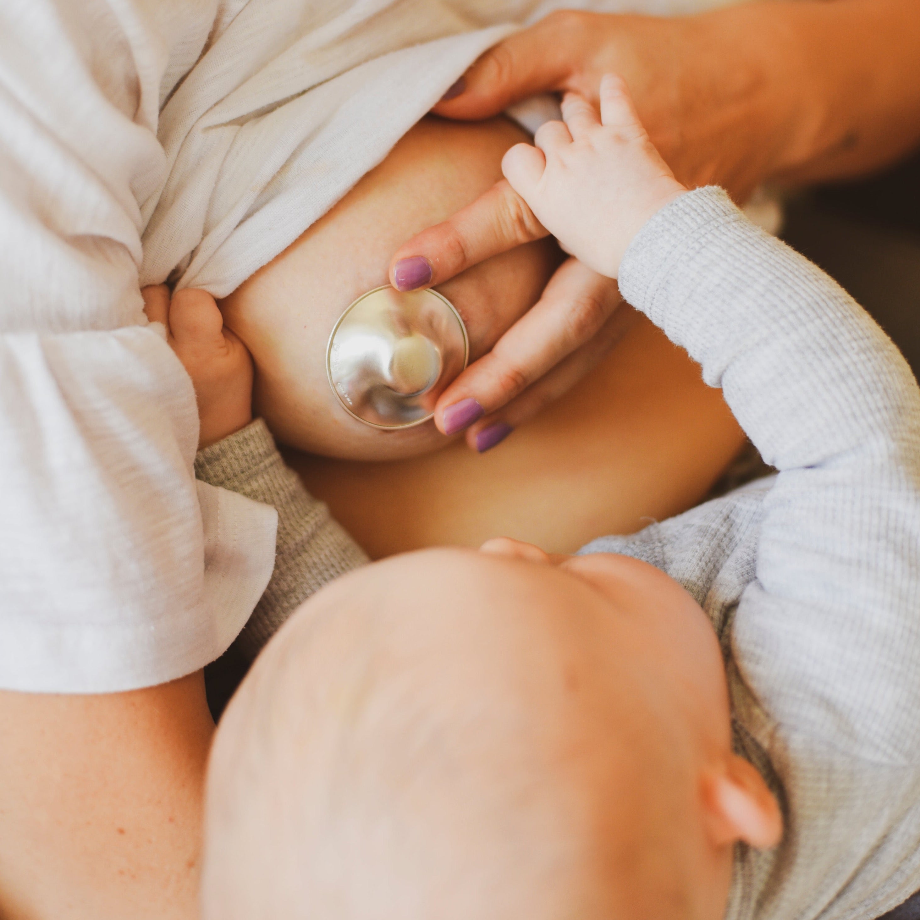 silverette nursing cups on breast