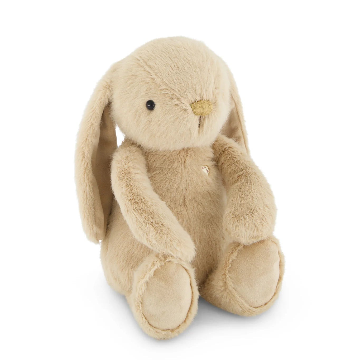 Beige plush toy with long ears on a white background