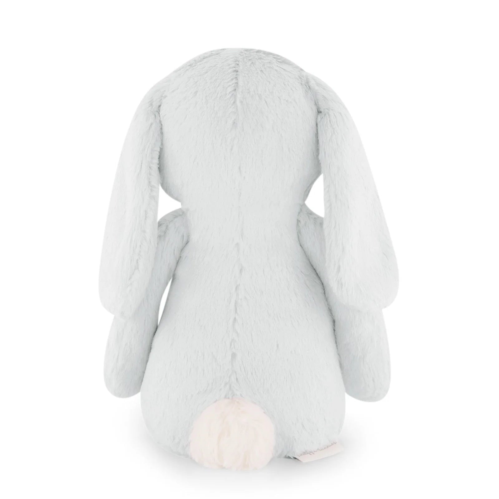 Pale Blue Gray plush bunny toy on a white background