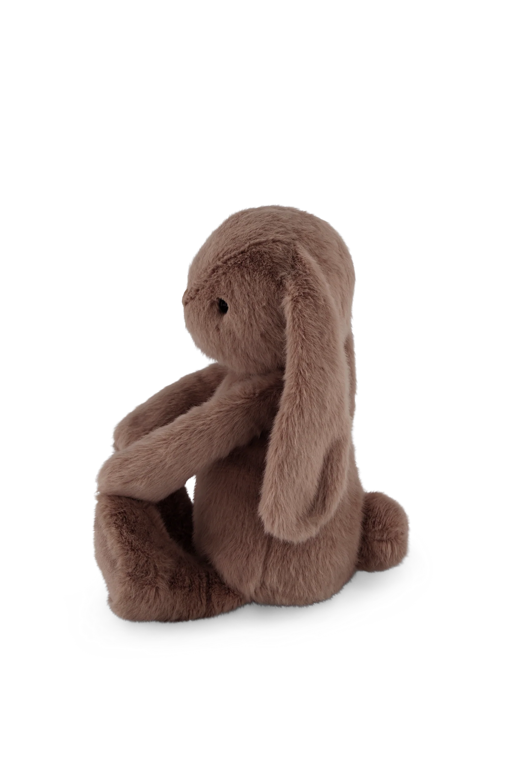 Brown plush bunny toy on a white background
