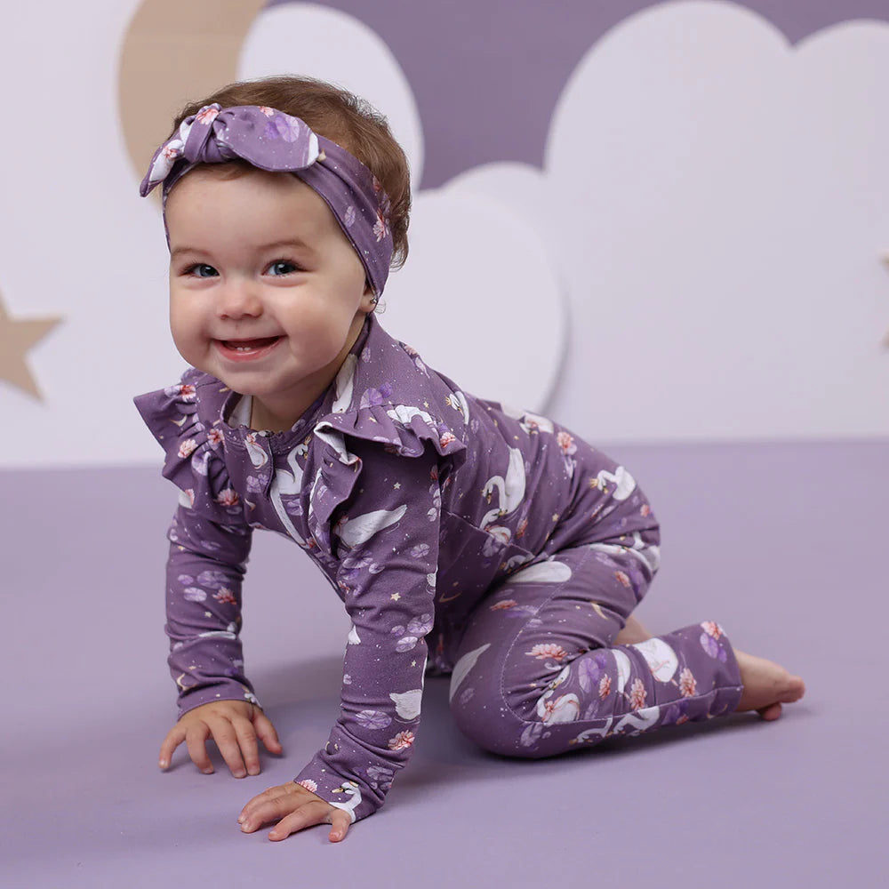 Snuggle Honey Zip Romper - Midnight Swan
