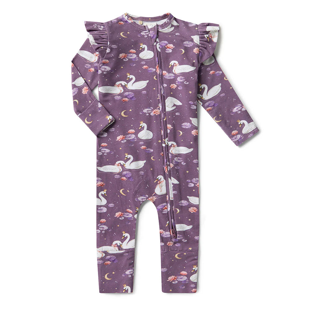 Snuggle Honey Zip Romper - Midnight Swan