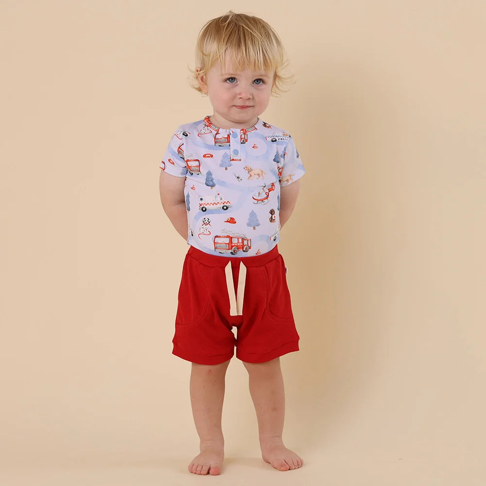 Snuggle Honey Cotton Shorts - Red