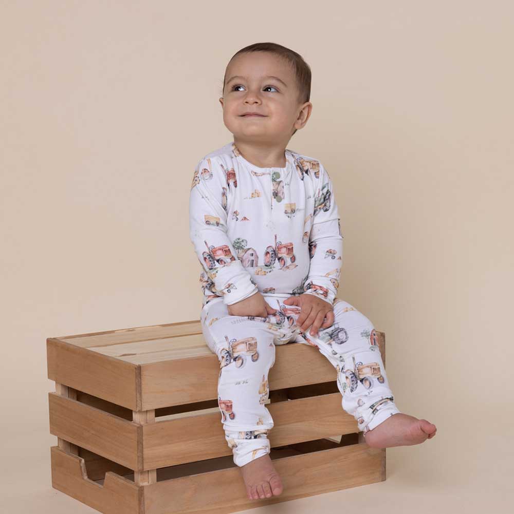 Snuggle Honey Growsuit - Diggers & Tractors